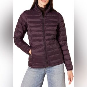 Lightweight Long-Sleeve Water-Resistant Packable Puffer Jacket | XL | Burgundy